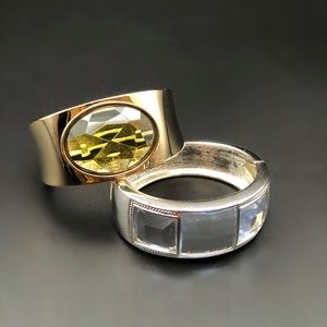 Wrist Bangle Bracelets Set of 2 Gold & Silver